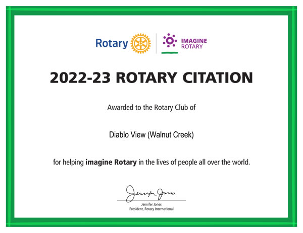 Diablo View Rotary Club Excels: Awarded Rotary Citation under Stephen Humble’s Leadership